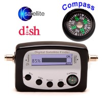 Mini Digital Satellite Signal Finder Meter LCD Buzzer Compass Black